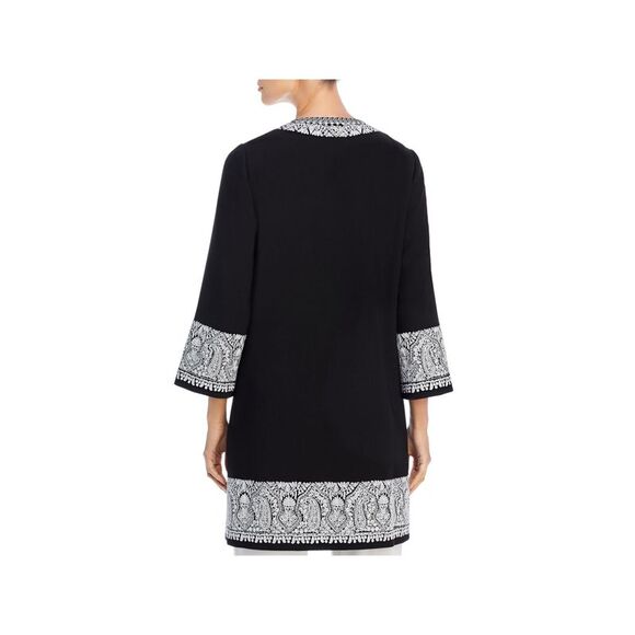 KOBI HALPERIN Womens Black Embroidered Hook And Eye Closure Winter Jacket Coat S - Picture 2 of 2